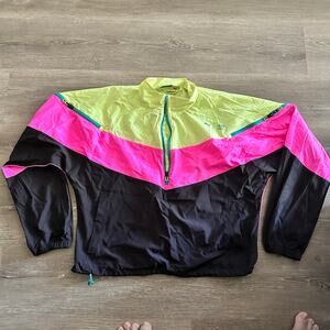 Puma Jacket Windbreaker Athletic Neon Green Pink Black Size Large
